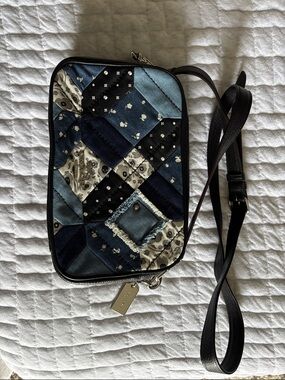 Coach Patchwork Mini Crossbody Bag in Blue and Black